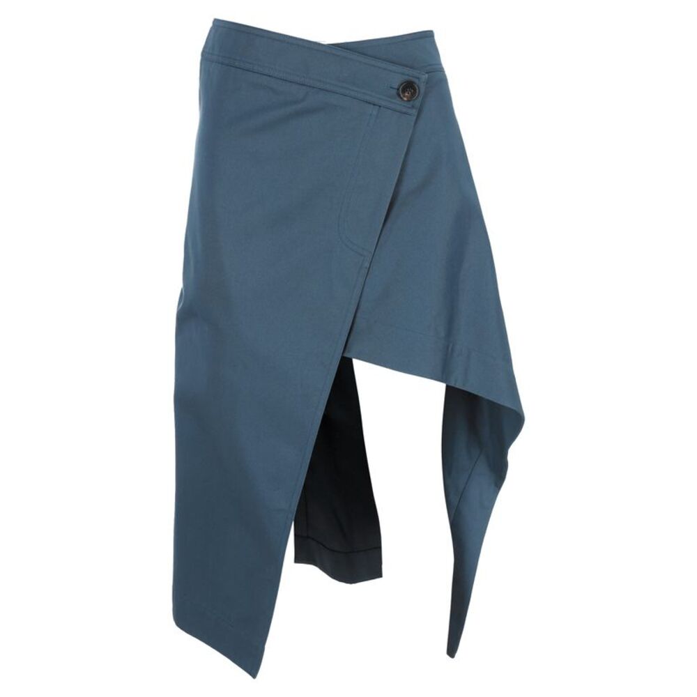 Marni Asymmetric Midi Skirt in Blue Cotton